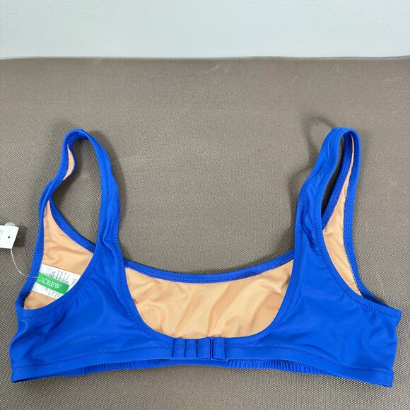 NWT J.Crew Women's Blue Solid Comfortable Heritage Scoopneck Bikini Top Size L - Picture 2 of 6
